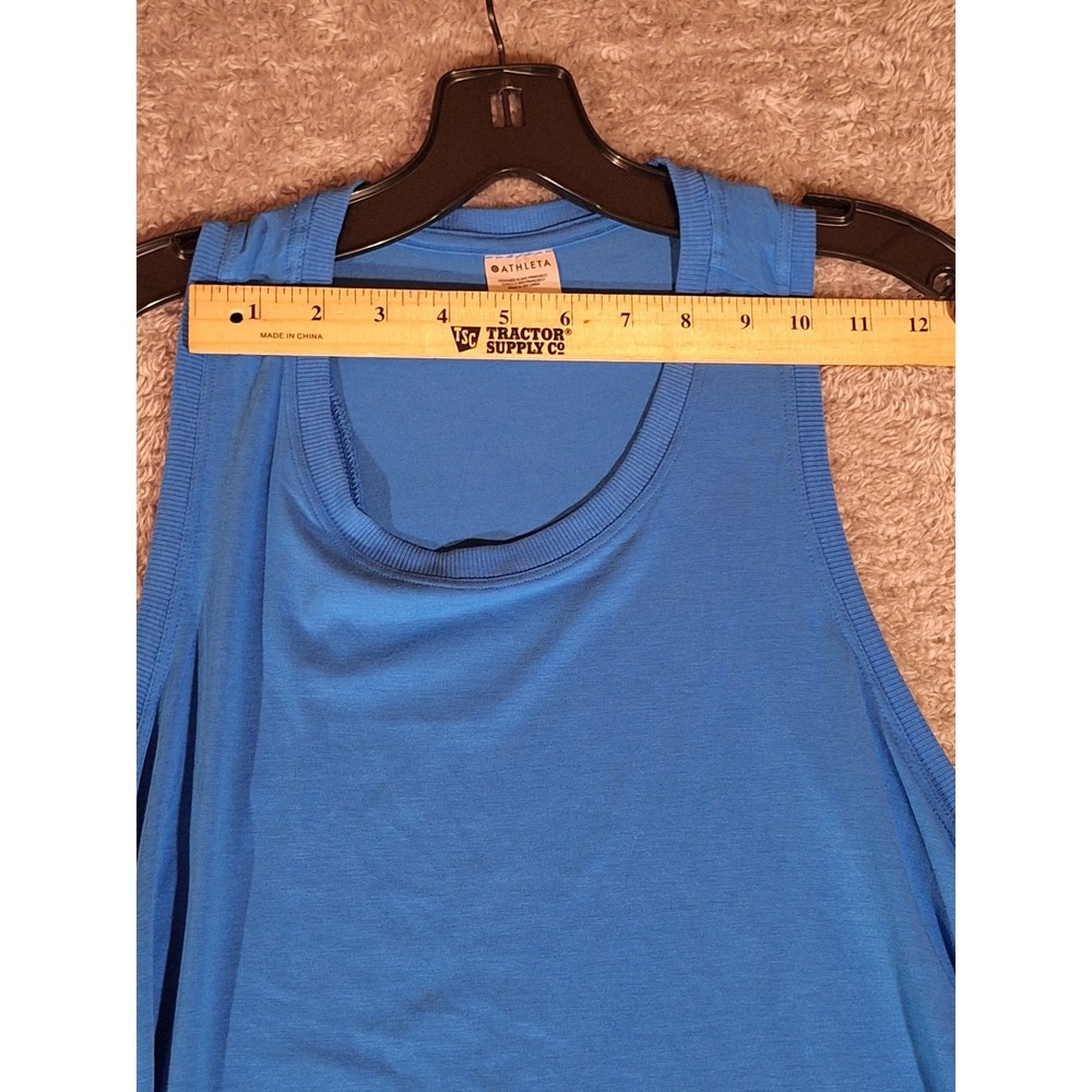 Athleta Blue Racerback Tank Top Ruched Sides Athletic Workout Activewear XL - Picture 6 of 10
